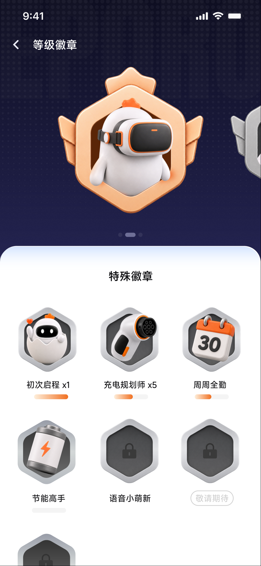 IP 形象等级徽章界面